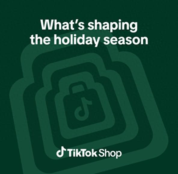Green TikTok Shop shopping bag illustration for the holiday season.